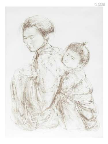 Edna Hibel, Japanese Mother & Child - Lithograph