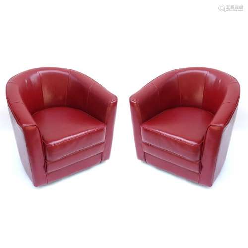 Pair of Contemporary Swivel Club Chairs