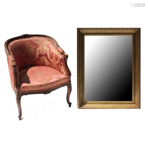 Carved Mirror and a Bergere