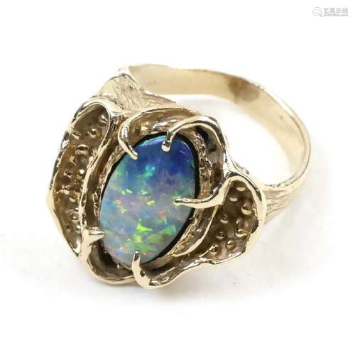 Black Opal and Gold Ring