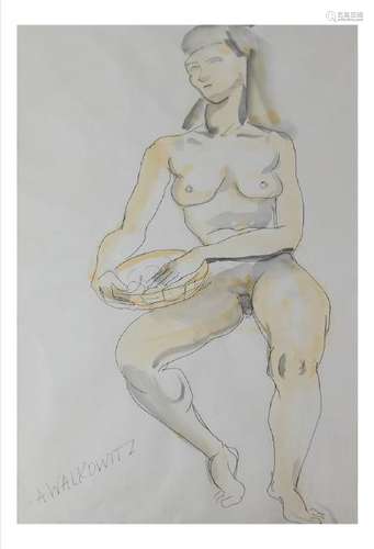 Abraham Walkowitz, Female Nude - Mixed Media