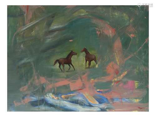 Rob Maneo, Horses - Oil on Canvas