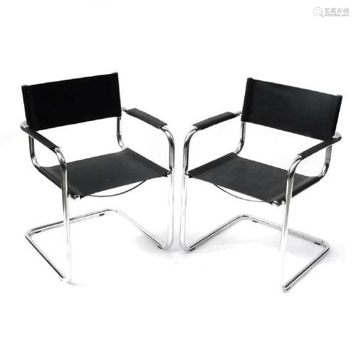 Pair of Modern Chrome Armchairs