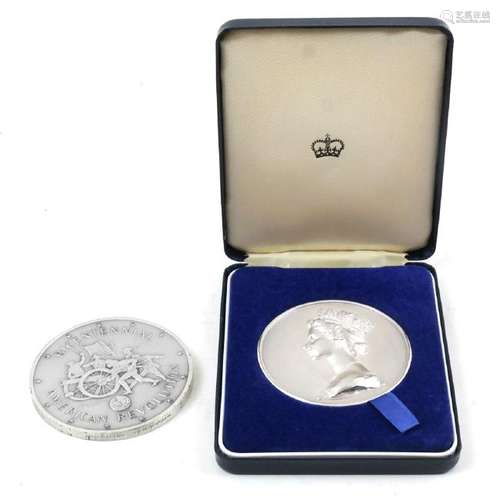 2 Silver Medals: Queen Elizabeth, American Bicentennial