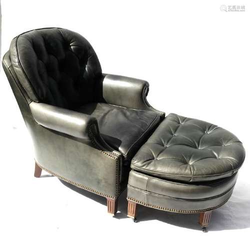 Edwardian-Style Armchair and Ottoman