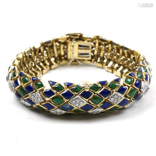 David Webb Gold, Diamond & Enamel Snake Bracelet Watch