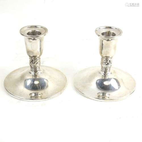 Pair American Sterling Short Candlesticks