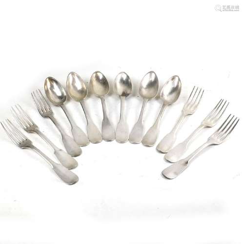 12 Piece Continental Silver Flatware, Partial Service