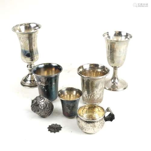 Seven Various Silver & Silver-Plated Judaic Small Items