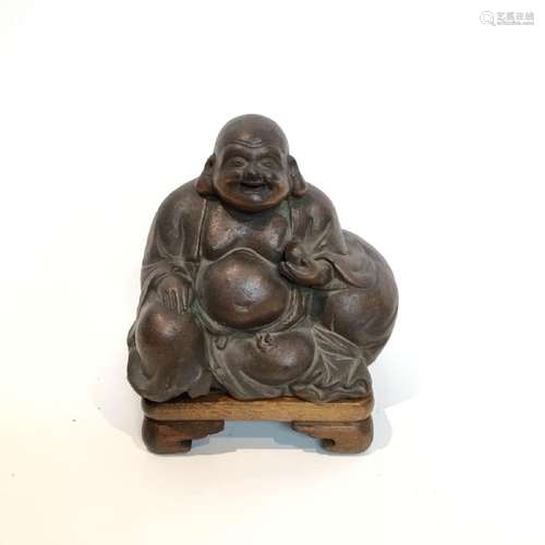 Asian Figure of Buddha on Wood Base