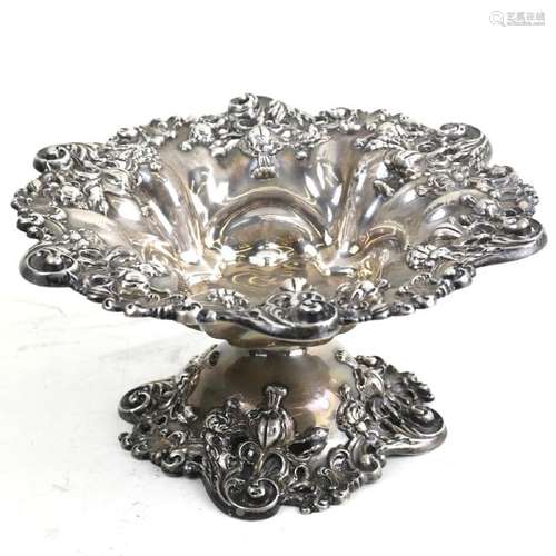 American Sterling Pierced/ Applied Foliate Footed Tazza