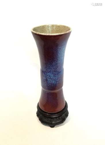 Chinese Flambe Crackle Glaze Porcelain Trumpet Vase