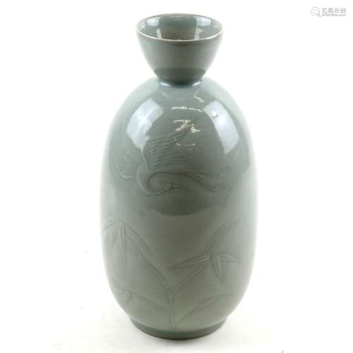 Asian Celedon Decorated Vase