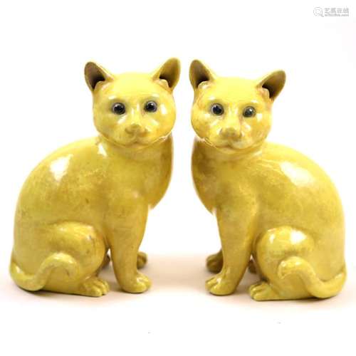 Pair of Chinese Opposing Ceramic Cats