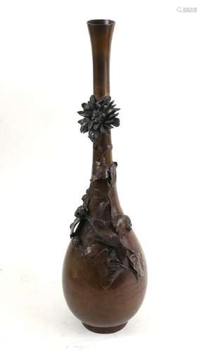 Japanese Patinated Bronze Bottle-Form Vase