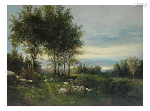 Landscape with Animals, Oil on Canvas