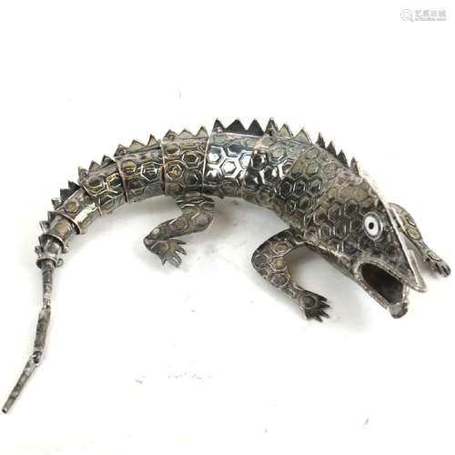 Mexican Silver-Plated Stylized Lizzard Figure