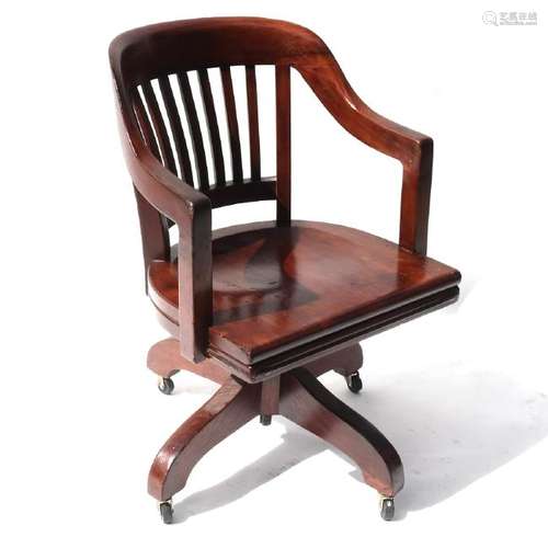 Stained Oak Office Swivel Chair