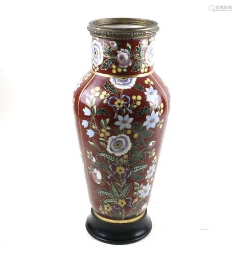 Red Floral Ceramic Vase