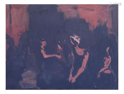 Moshe Mokadi (1902-1975), Dancers - Oil on Carton