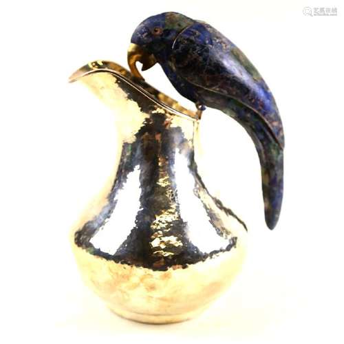 Mexican Hardstone-Mounted Silver-Plated Pitcher