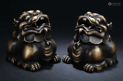 Two Chinese Myth-beast Guardian Fortune Displays