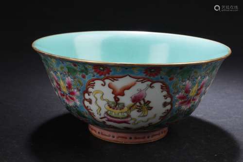 An Estate Chinese Windowed Fortune Porcelain Bowl Display