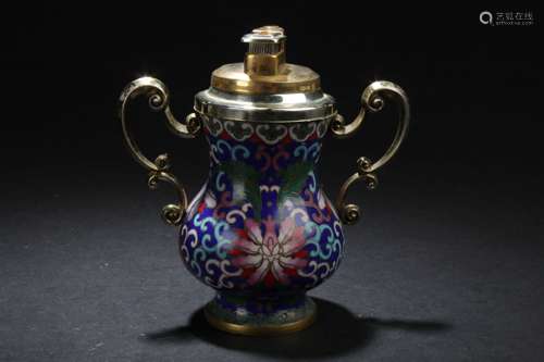 An Estate Fortune Cloisonne Lighter Display