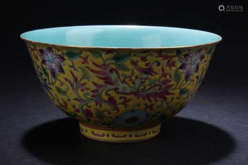 A Chinese Flower-blossom Estate Porcelain Bowl Fortune Display