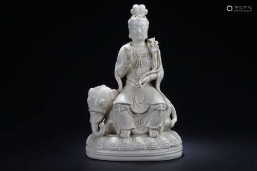 A Seated Pondering-pose Chinese Soapstone White Porcelain Buddha Statue