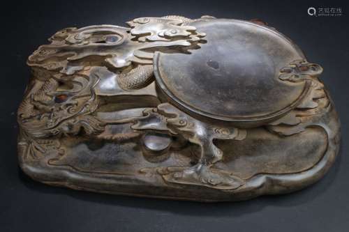 A Massive Chinese Dragon-decorating Inkstone Fortune Display