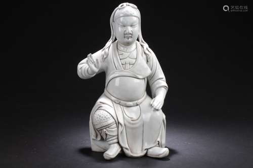 A Pondering-pose Chinese Estate White Porcelain Buddha Statue