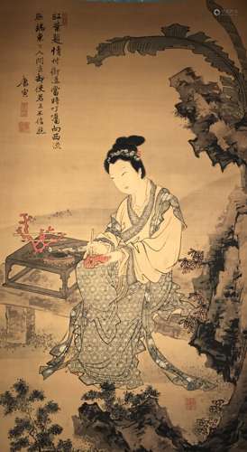 A Chinese Lady-portrait Estate Display Scroll