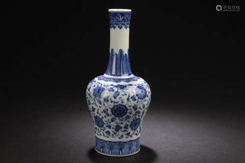 A Narrow-opening Chinese Blue and White Porcelain Vase