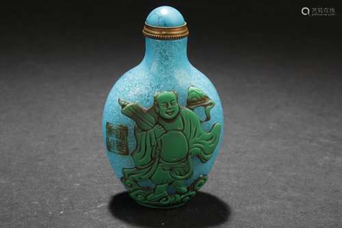 An Estate Chinese Overlay Snuff Bottle Display