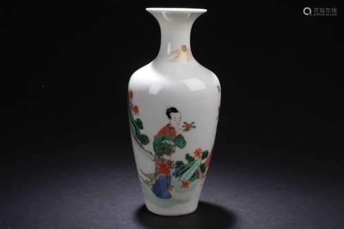 A Chinese Story-telling Plain-style Porcelain Display Vase