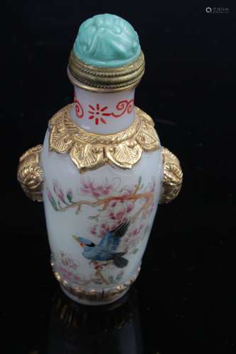 A Chinese Overlay Estate Bat-framing Snuff Bottle Display