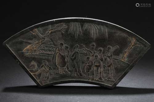 An Estate Chinese Story-telling Inkstone Display