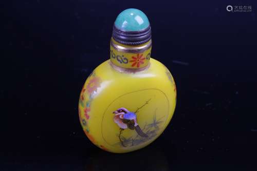 A Chinese Overlay Estate Sparrow Snuff Bottle Display