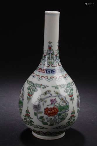 A Chinese Plant-filled Fortune Estate Porcelain Vase Display