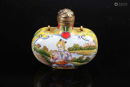 A Chinese Western-portrait Estate Cloisonne Snuff Bottle