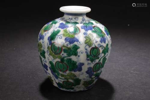 A Chinese Plant-filled Estate Fortune Porcelain Vase Display