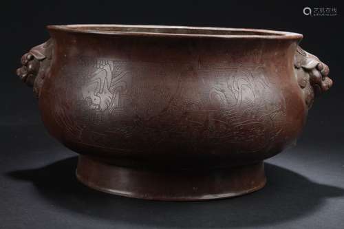 A Duo-handled Mythbeast-fortune Chinese Massive Estate Censer