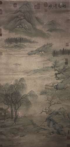 An Abstract-style Chinese Estate Mountain-view Scroll Display