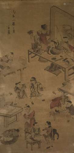 An Estate Chinese Story-telling Scroll Display