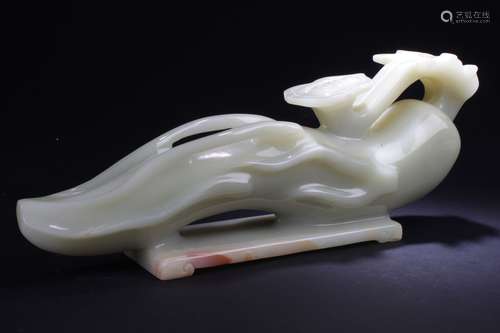 An Estate Chinese Jade-curving Ryui Display Statue