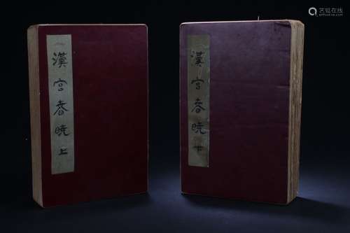 Two Chinese Empire-palace Sceen Chinese Painting Book Displays