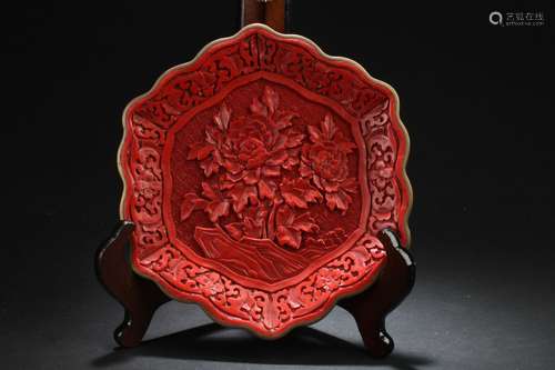 A Chinese Hexa-fortune Estate Lacquer Plate Display