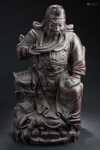 Chinese Guanyu Wooden Carved Statue