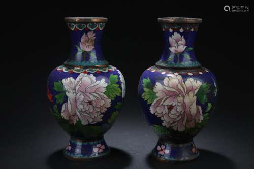 A Pair of Chinese Cloisonne Vases